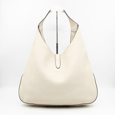 Jackie Large Hobo Bag White Leather