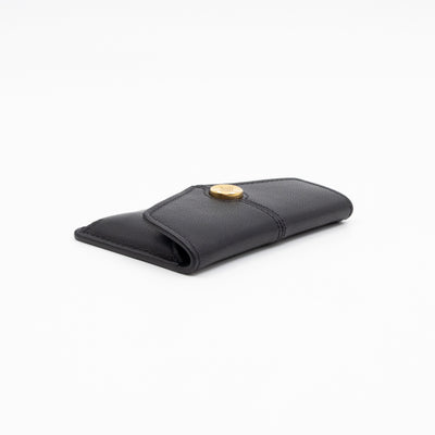 Press Stud Coin Pouch Black Leather
