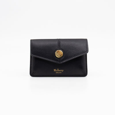 Press Stud Coin Pouch Black Leather
