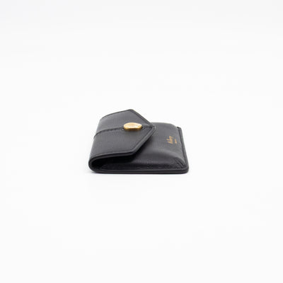 Press Stud Coin Pouch Black Leather