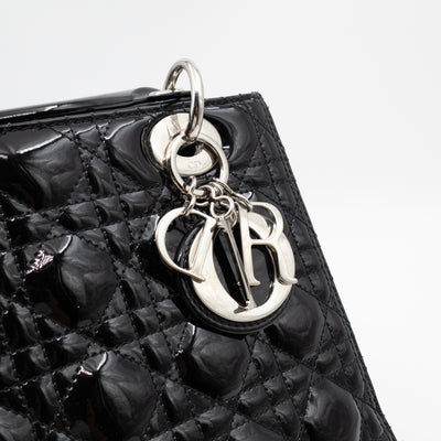 Lady Dior Medium Black Patent Leather