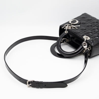 Lady Dior Medium Black Patent Leather