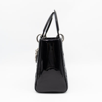 Lady Dior Medium Black Patent Leather