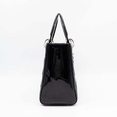 Lady Dior Medium Black Patent Leather