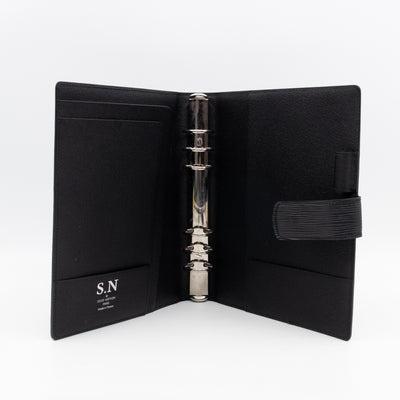 Large Ring Agenda Cover Black Epi Leather