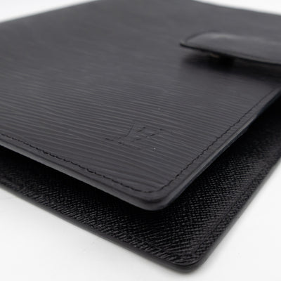 Large Ring Agenda Cover Black Epi Leather