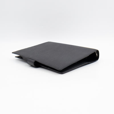Large Ring Agenda Cover Black Epi Leather