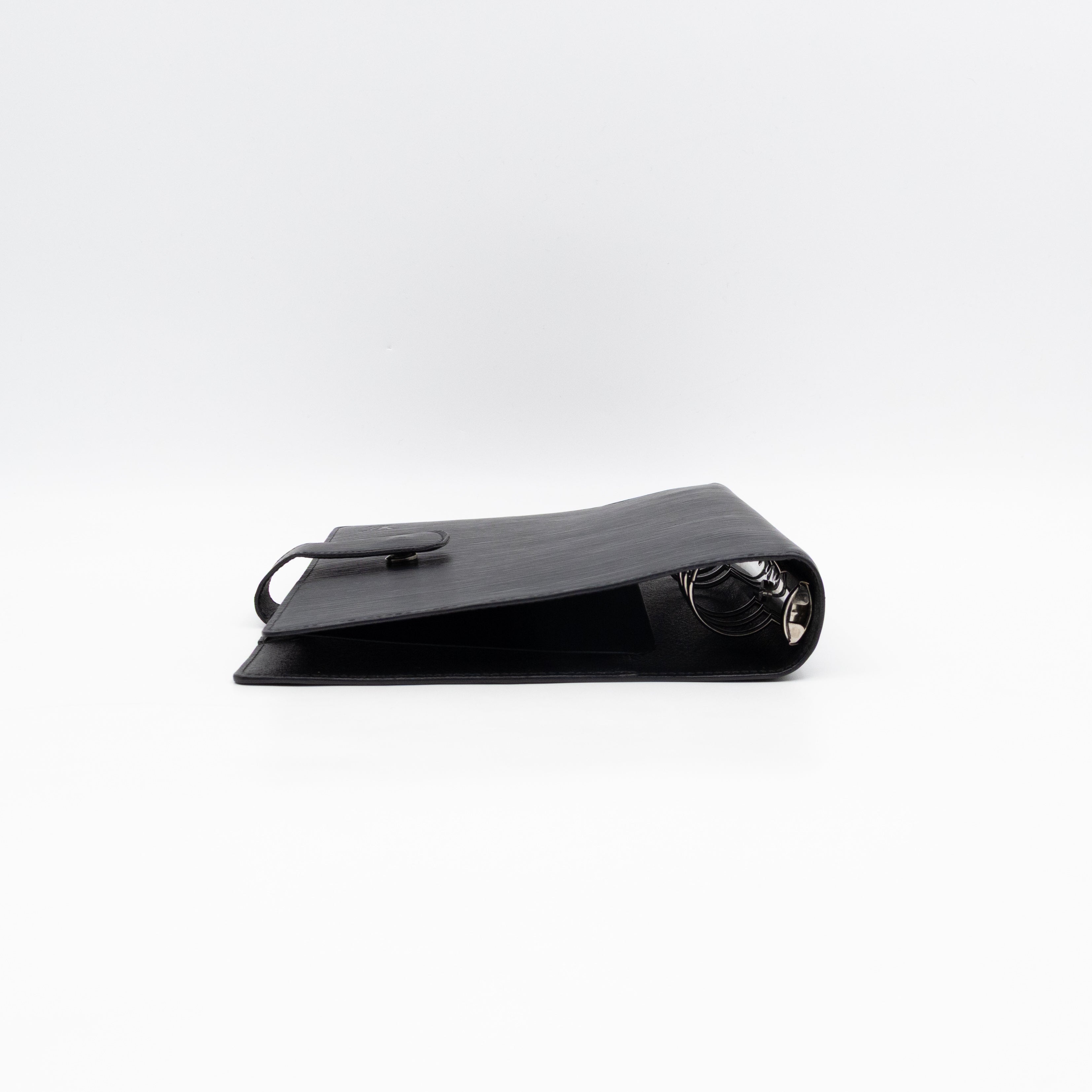 Large Ring Agenda Cover Black Epi Leather