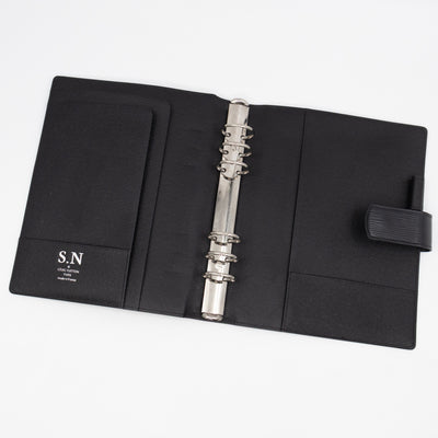 Large Ring Agenda Cover Black Epi Leather
