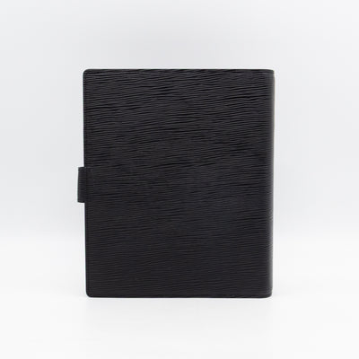Large Ring Agenda Cover Black Epi Leather