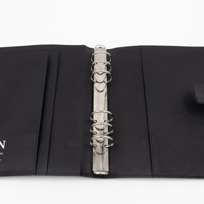 Large Ring Agenda Cover Black Epi Leather
