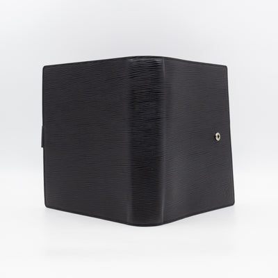 Large Ring Agenda Cover Black Epi Leather