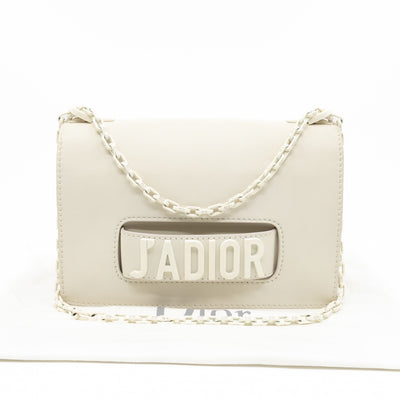 J'Adior Flap Bag Medium White Leather