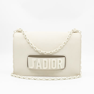 J'Adior Flap Bag Medium White Leather