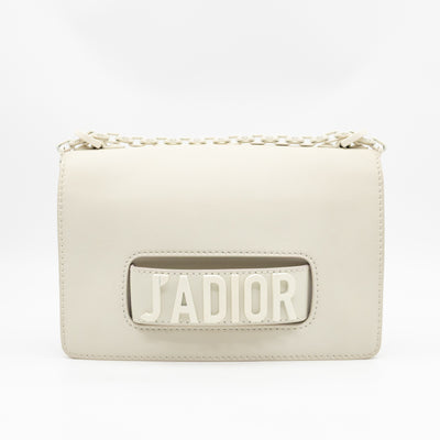 J'Adior Flap Bag Medium White Leather