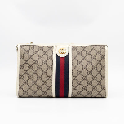 Ophidia Toiletry Case GG Supreme White Leather