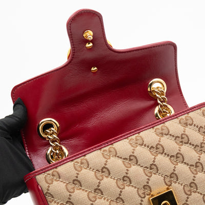 GG Marmont Small Flap Bag GG Supreme Canvas Red
