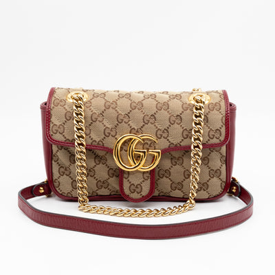 GG Marmont Small Flap Bag GG Supreme Canvas Red