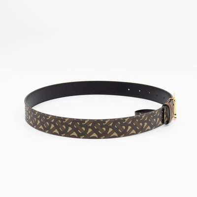 TB Logo Buckle Brown Leather Belt M