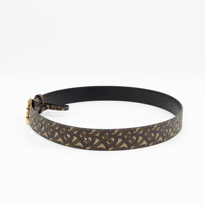 TB Logo Buckle Brown Leather Belt M