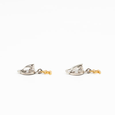 Coco Coin CC Dangle Clip-on Earrings Silver Gold
