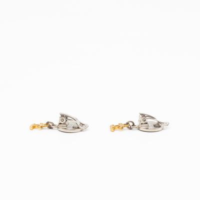 Coco Coin CC Dangle Clip-on Earrings Silver Gold