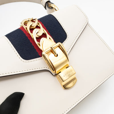 Sylvie Mini Top Handle White Leather