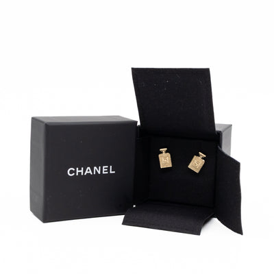 No 5 Perfume Bottle Gold Earrings