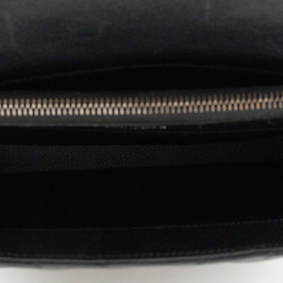 College Large Chevron Quilted Black Leather