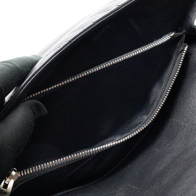 College Large Chevron Quilted Black Leather