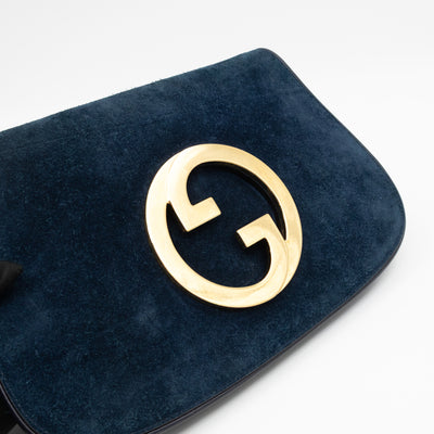 Blondie Small Shoulder Bag Blue Suede