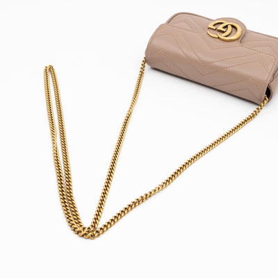 GG Marmont Super Mini Flap Bag Dusty Pink Leather