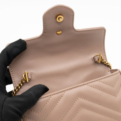 GG Marmont Super Mini Flap Bag Dusty Pink Leather