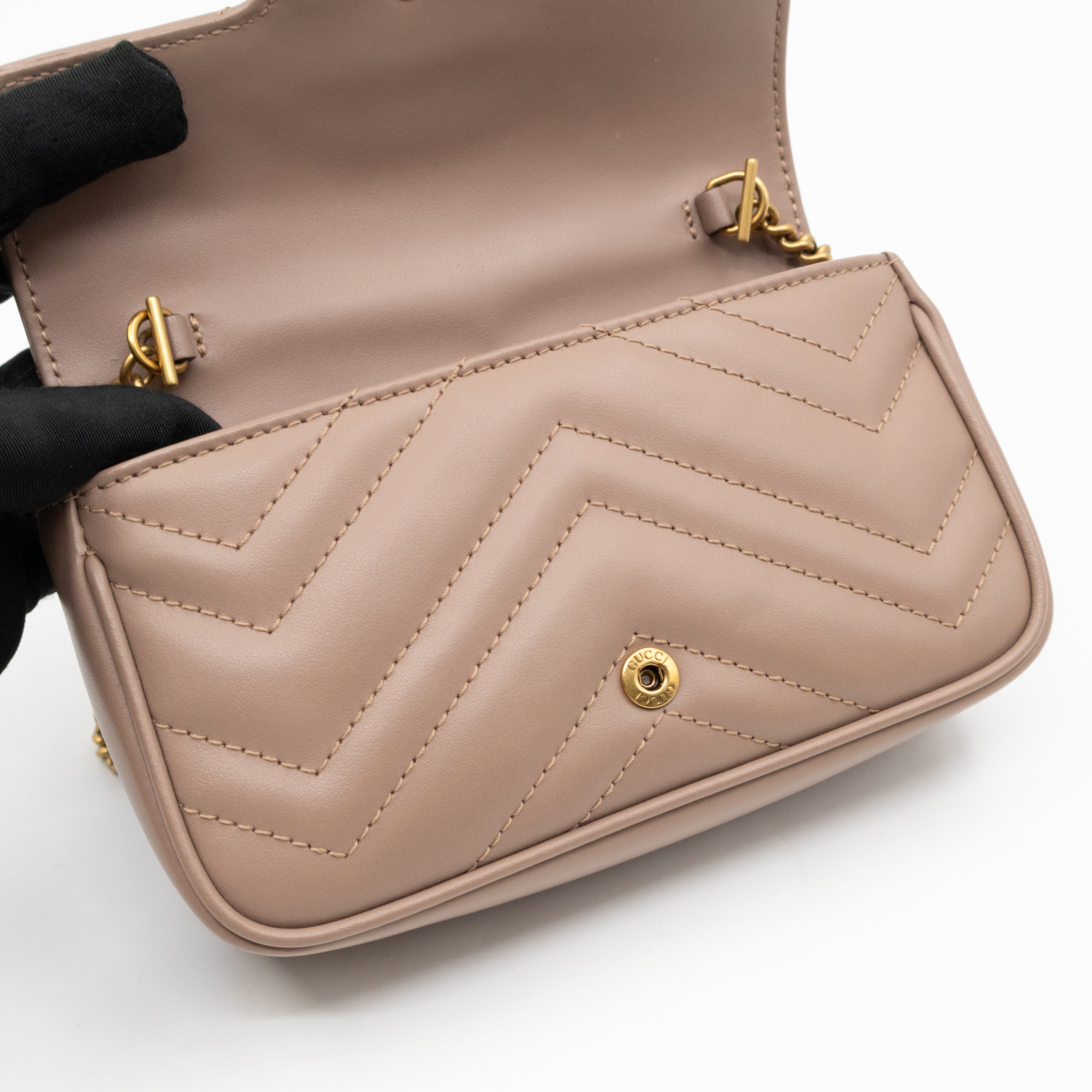 GG Marmont Super Mini Flap Bag Dusty Pink Leather