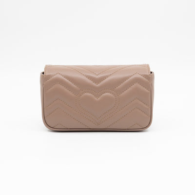 GG Marmont Super Mini Flap Bag Dusty Pink Leather
