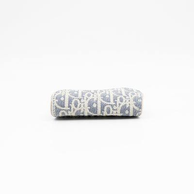 Saddle Bloom Card Holder Blue Denim Dior Oblique Jacquard