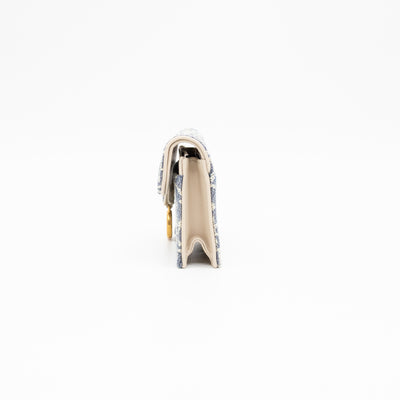 Saddle Bloom Card Holder Blue Denim Dior Oblique Jacquard