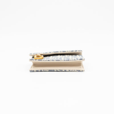 Saddle Bloom Card Holder Blue Denim Dior Oblique Jacquard