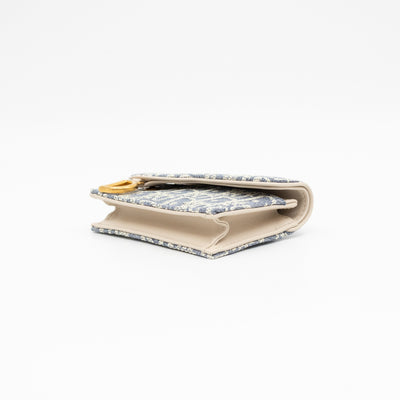 Saddle Bloom Card Holder Blue Denim Dior Oblique Jacquard