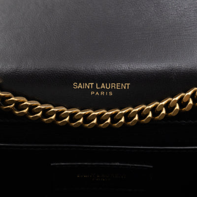Kate Small Black Croc Embossed Nubuck Leather