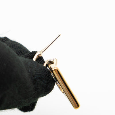 CC in Square Crystal Dangle Earrings Gold