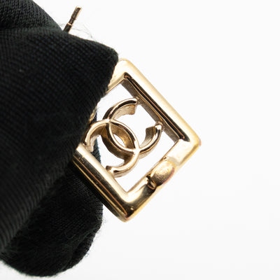 CC in Square Crystal Dangle Earrings Gold