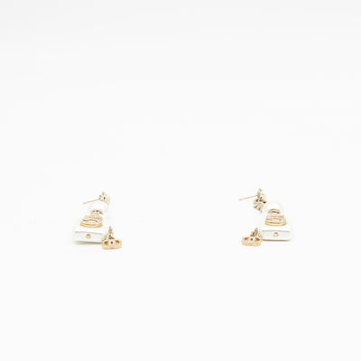 Perfume Bottle 5 Pearl Drop Earrings White Light Gold