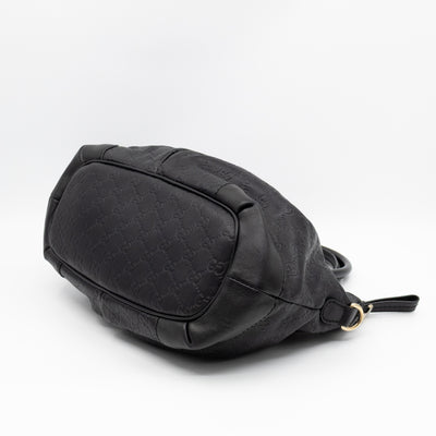 Sukey Medium Top Handle Tote Black Guccissima Leather