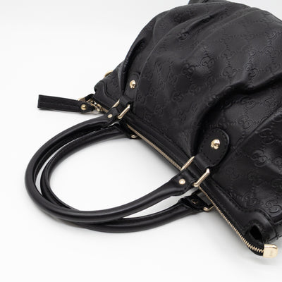 Sukey Medium Top Handle Tote Black Guccissima Leather