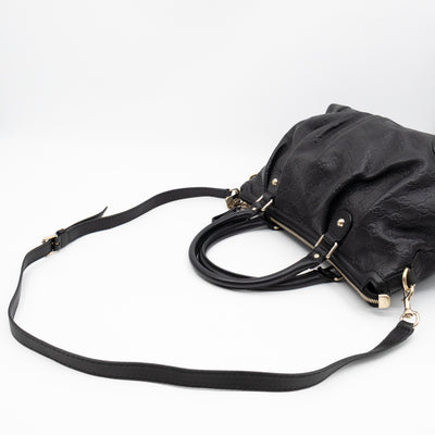 Sukey Medium Top Handle Tote Black Guccissima Leather
