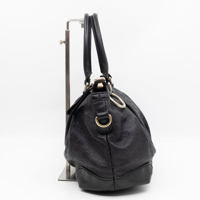 Sukey Medium Top Handle Tote Black Guccissima Leather