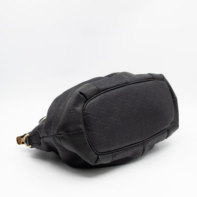 Sukey Medium Top Handle Tote Black Guccissima Leather