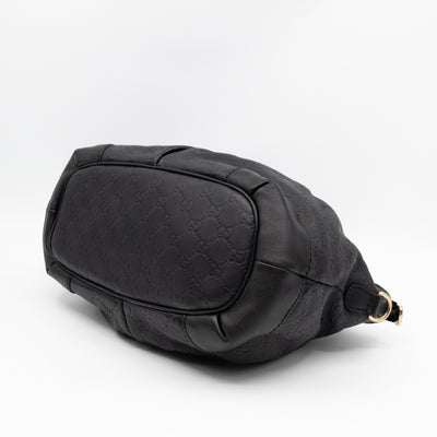 Sukey Medium Top Handle Tote Black Guccissima Leather