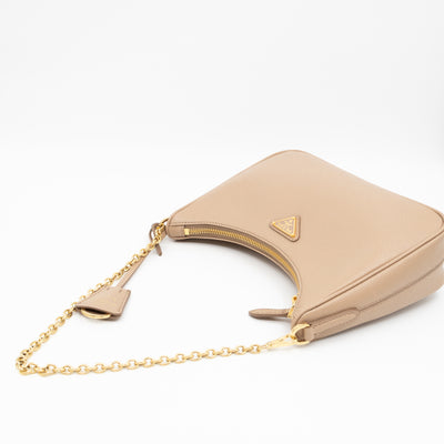 Re-Edition 2005 Cameo Beige Saffiano Leather